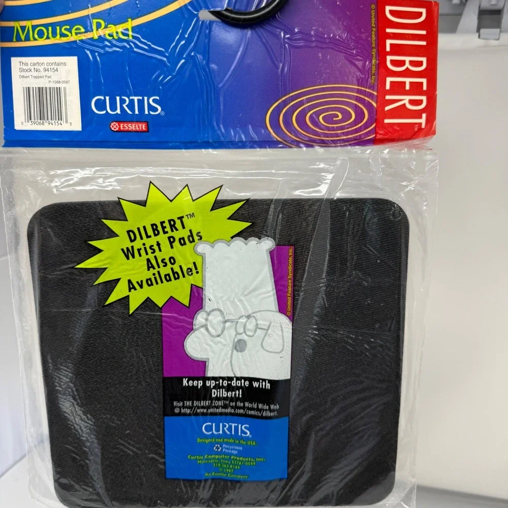 Curtis Dilbert Mouse Pad OS Blue Vintage 1997 Trapped in a Dilbert World Office